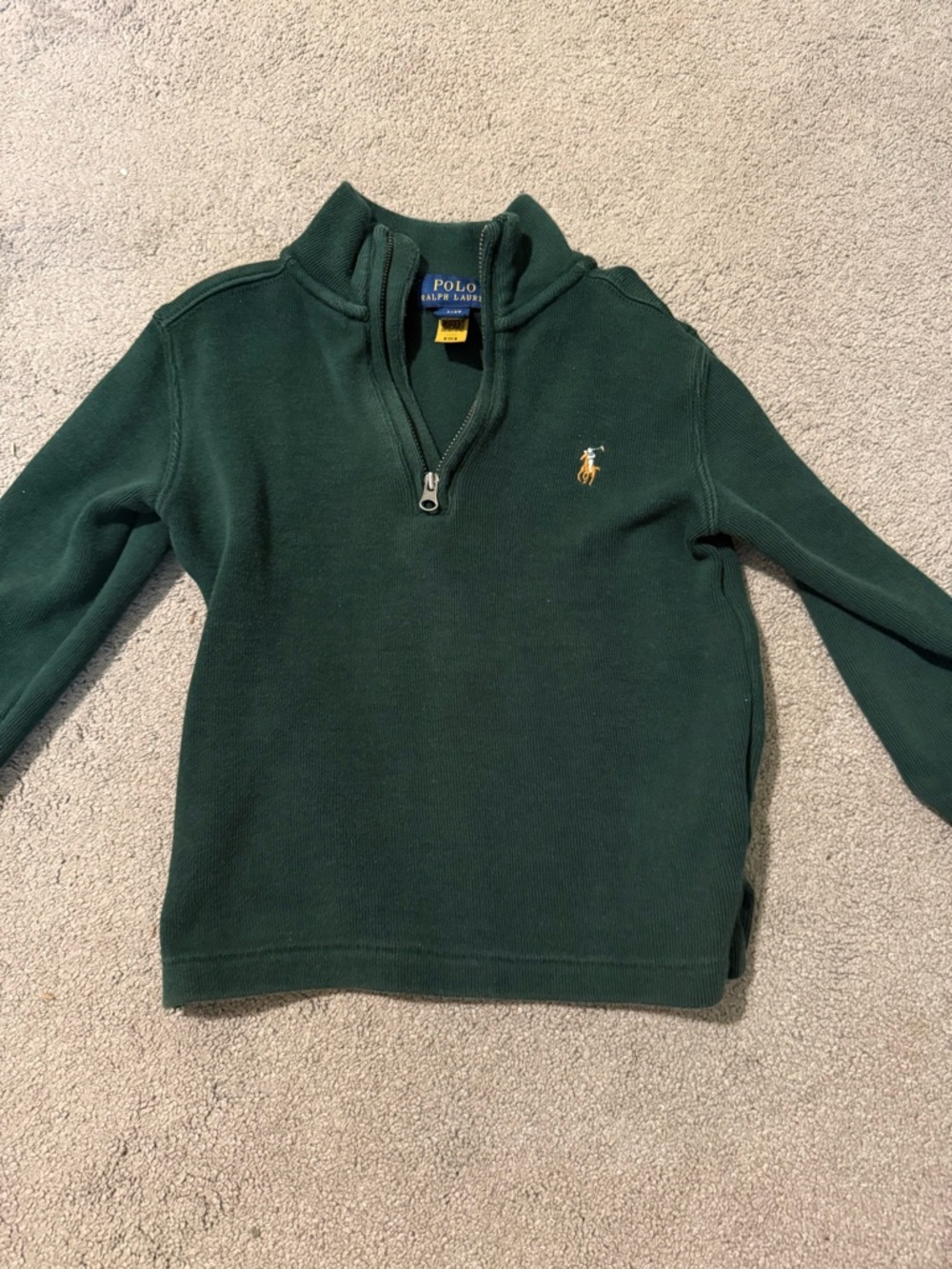 4T Polo by Ralph Lauren Forest Green Quarter-Zip Pullover with Yellow Tag
